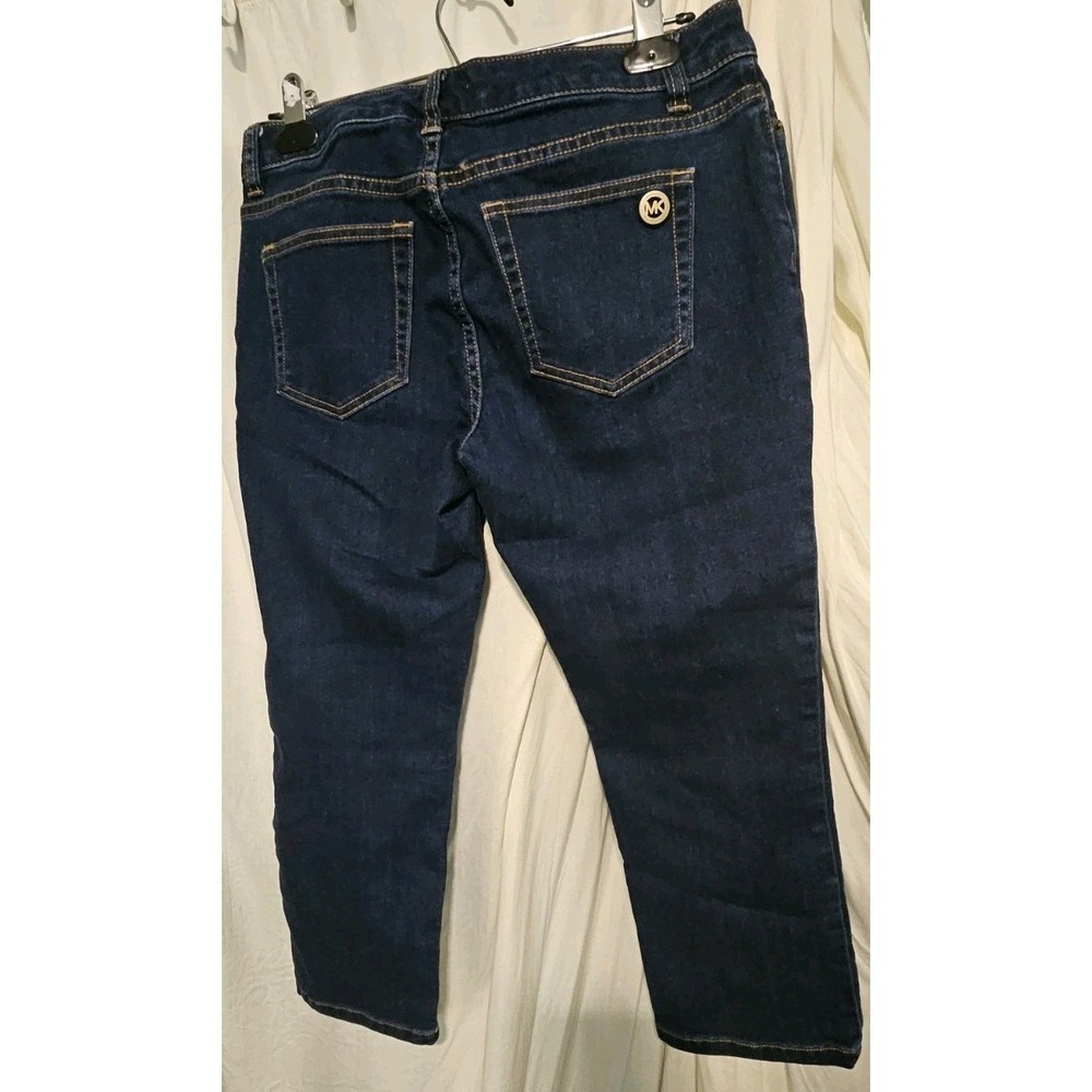 New Michael Kors Crop  Dark Blue Soft Denim Skinny 5 Pkt Stretch Jeans 4 30X21